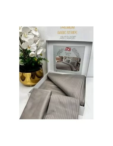 Постільна білизна євро TAC Premium Basic Stripe Antracit Постільна білизна євро TAC Premium Basic Stripe Antracit