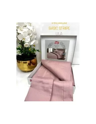 Постельное белье евро TAC Premium Basic Stripe Lilac Постельное белье евро TAC Premium Basic Stripe Lilac