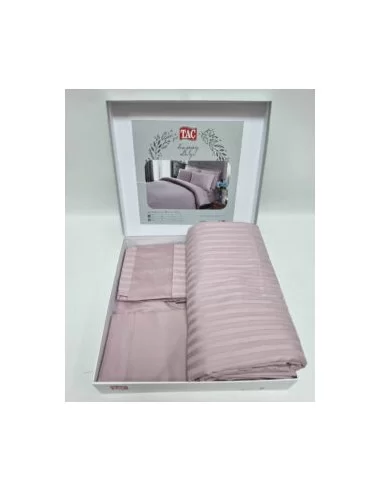 Постільна білизна євро TAC Premium Basic Stripe Lilac, King size Постільна білизна євро TAC Premium Basic Stripe Lilac, King size