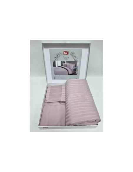 Постільна білизна євро TAC Premium Basic Stripe Lilac, King size