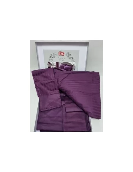 Постільна білизна євро TAC Premium Basic Stripe Violet