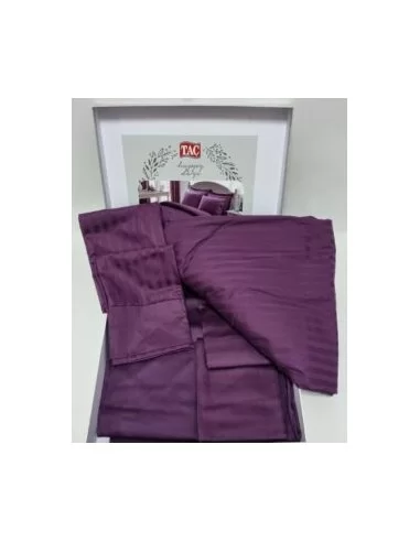 Постільна білизна євро TAC Premium Basic Stripe Violet, King size Постільна білизна євро TAC Premium Basic Stripe Violet, King size